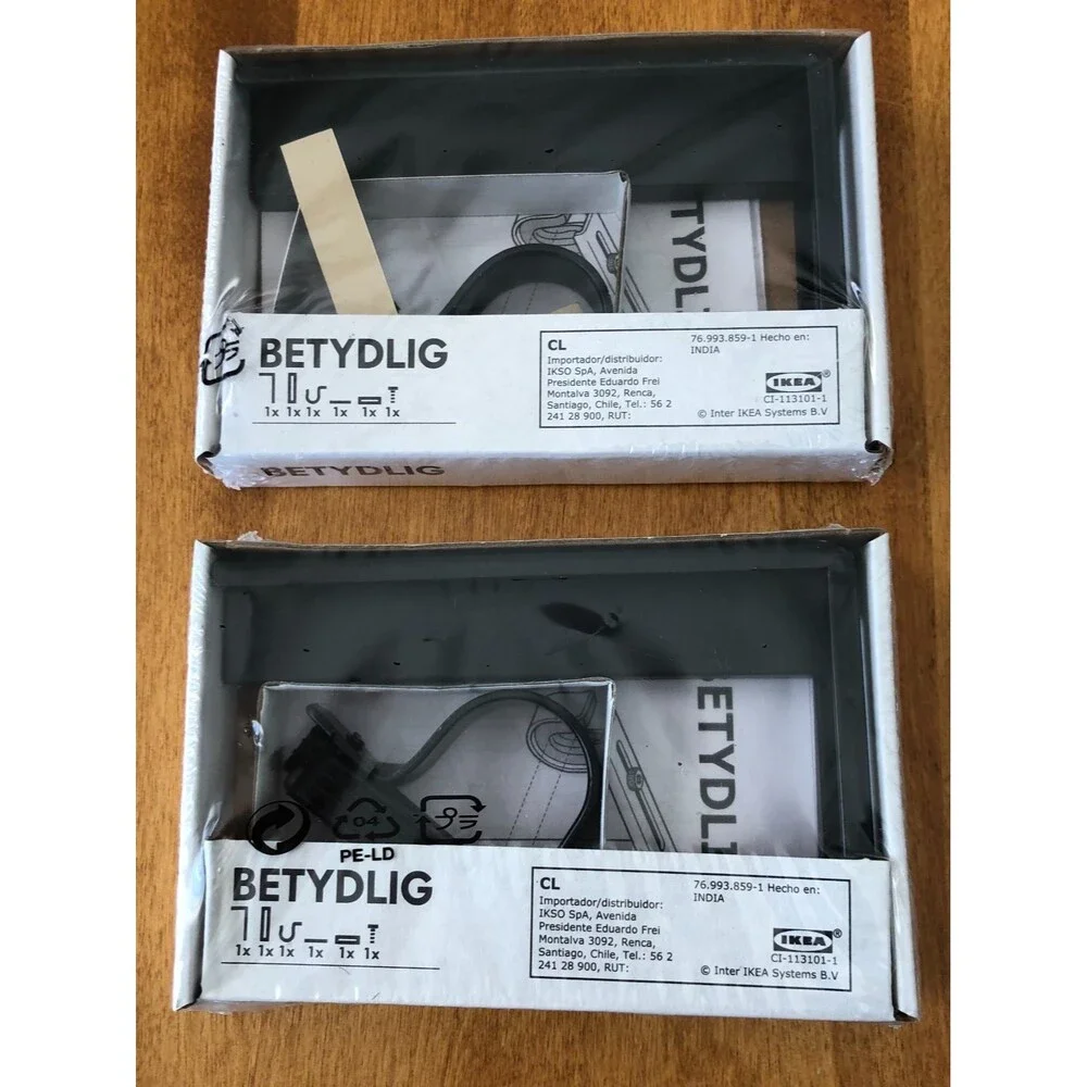 IKEA Betydlig Wall Curtain Rod Bracket Black Set of 2 602.172.28 NEW